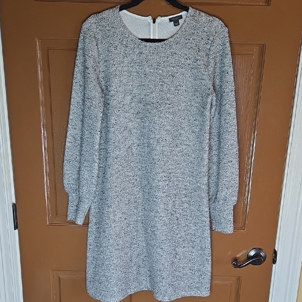 Ann Taylor-Blk/white/gray textured long sleeved sweater dress Sz S.
